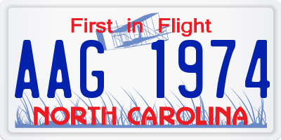 NC license plate AAG1974