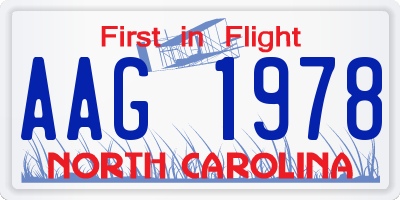 NC license plate AAG1978