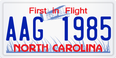NC license plate AAG1985