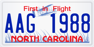 NC license plate AAG1988