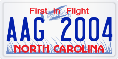 NC license plate AAG2004