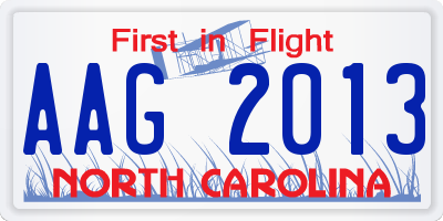 NC license plate AAG2013