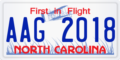 NC license plate AAG2018