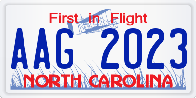 NC license plate AAG2023