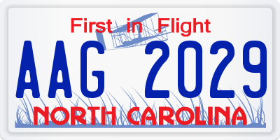NC license plate AAG2029
