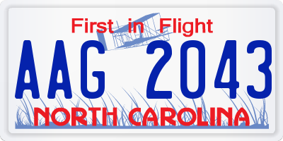 NC license plate AAG2043