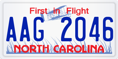 NC license plate AAG2046