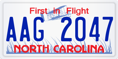 NC license plate AAG2047