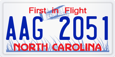 NC license plate AAG2051