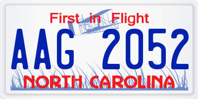 NC license plate AAG2052