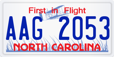 NC license plate AAG2053