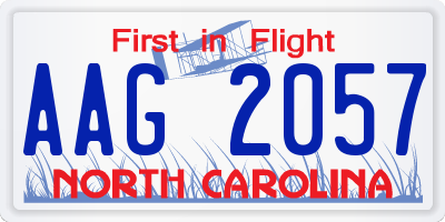 NC license plate AAG2057