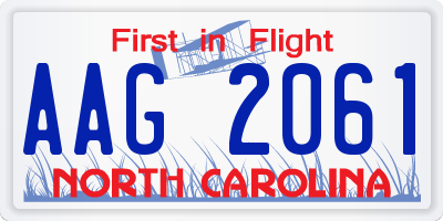 NC license plate AAG2061