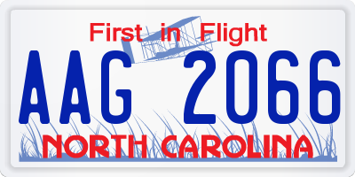 NC license plate AAG2066