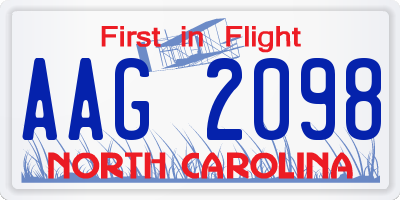NC license plate AAG2098
