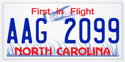 NC license plate AAG2099