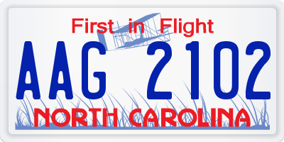 NC license plate AAG2102