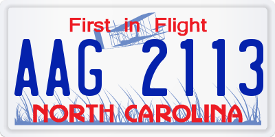 NC license plate AAG2113