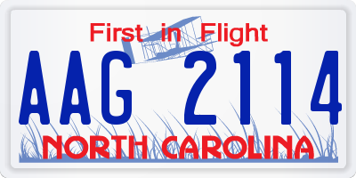 NC license plate AAG2114