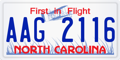 NC license plate AAG2116