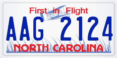 NC license plate AAG2124