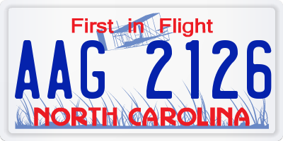 NC license plate AAG2126