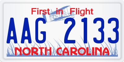 NC license plate AAG2133