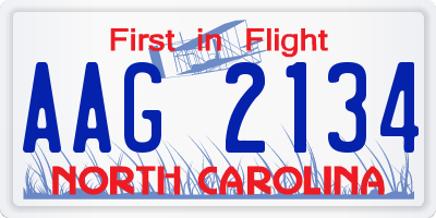 NC license plate AAG2134