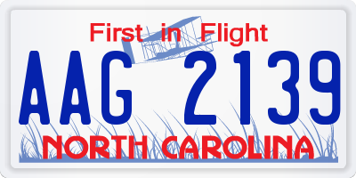 NC license plate AAG2139