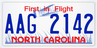 NC license plate AAG2142
