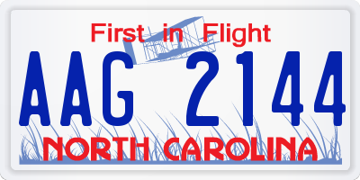 NC license plate AAG2144