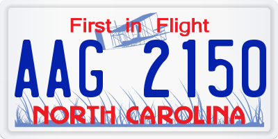 NC license plate AAG2150