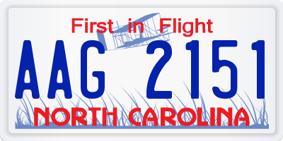 NC license plate AAG2151