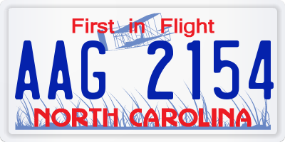 NC license plate AAG2154