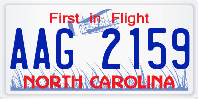 NC license plate AAG2159