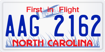 NC license plate AAG2162