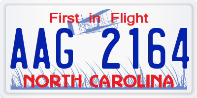 NC license plate AAG2164