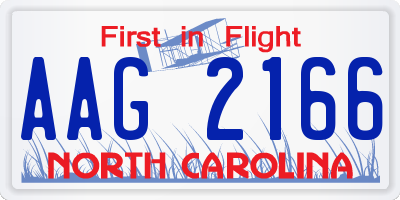 NC license plate AAG2166