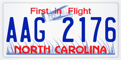 NC license plate AAG2176