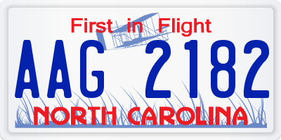 NC license plate AAG2182