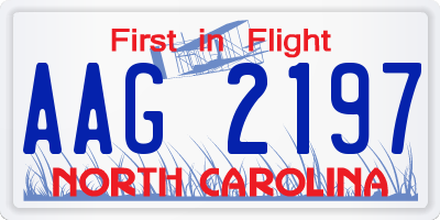 NC license plate AAG2197