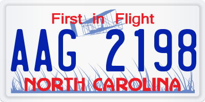 NC license plate AAG2198