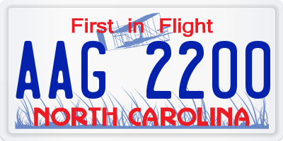 NC license plate AAG2200