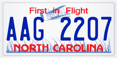 NC license plate AAG2207