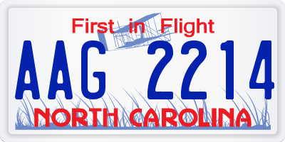 NC license plate AAG2214