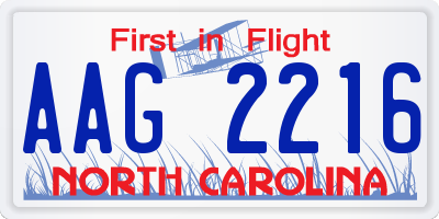 NC license plate AAG2216