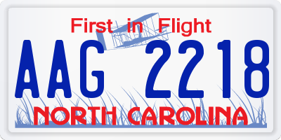 NC license plate AAG2218