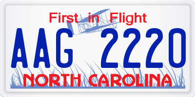 NC license plate AAG2220