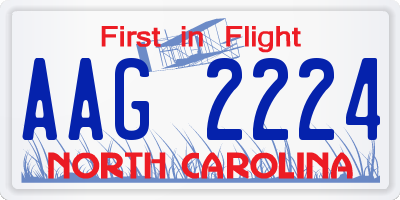NC license plate AAG2224