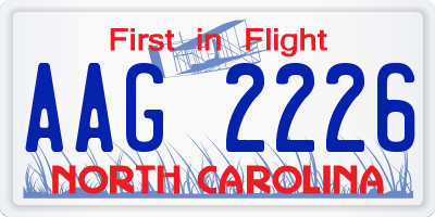 NC license plate AAG2226